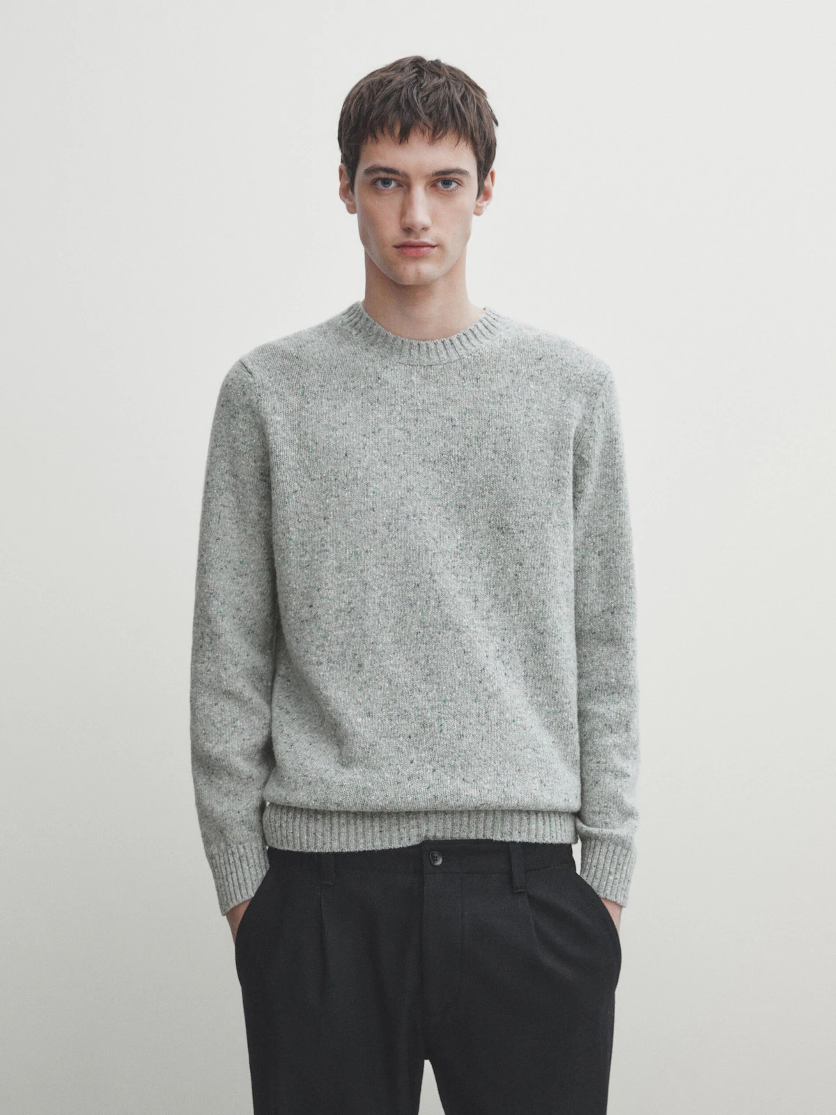 Crew neck knop yarn sweater | Massimo Dutti US