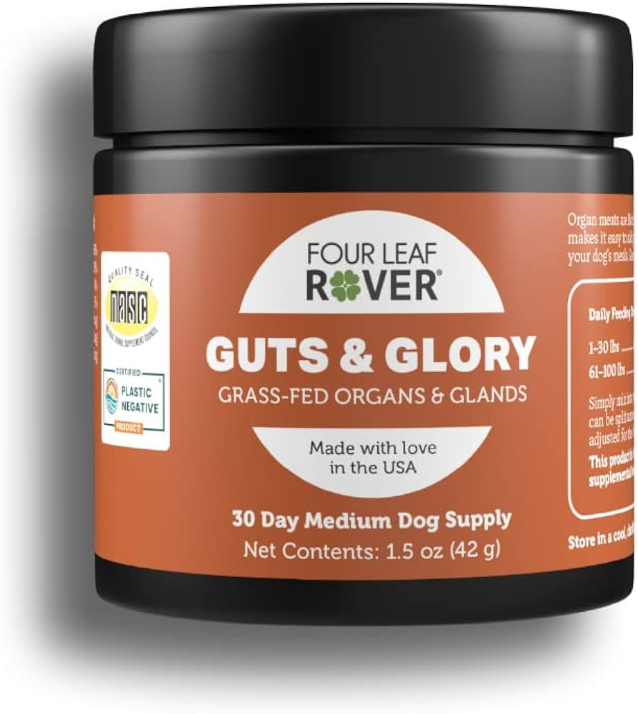 Four Leaf Rover: Guts & Glory - 100% Grass-Fed Raw Beef Organs for Dogs - 10 to 45 Day Supply, De... | Amazon (US)