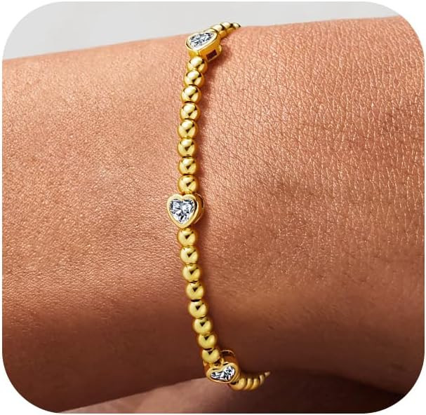 M MOOHAM Easter Gifts for Women Easter Basket Stuffers - Heart Birthstone Bracelet Dainty 14K-Gol... | Amazon (US)