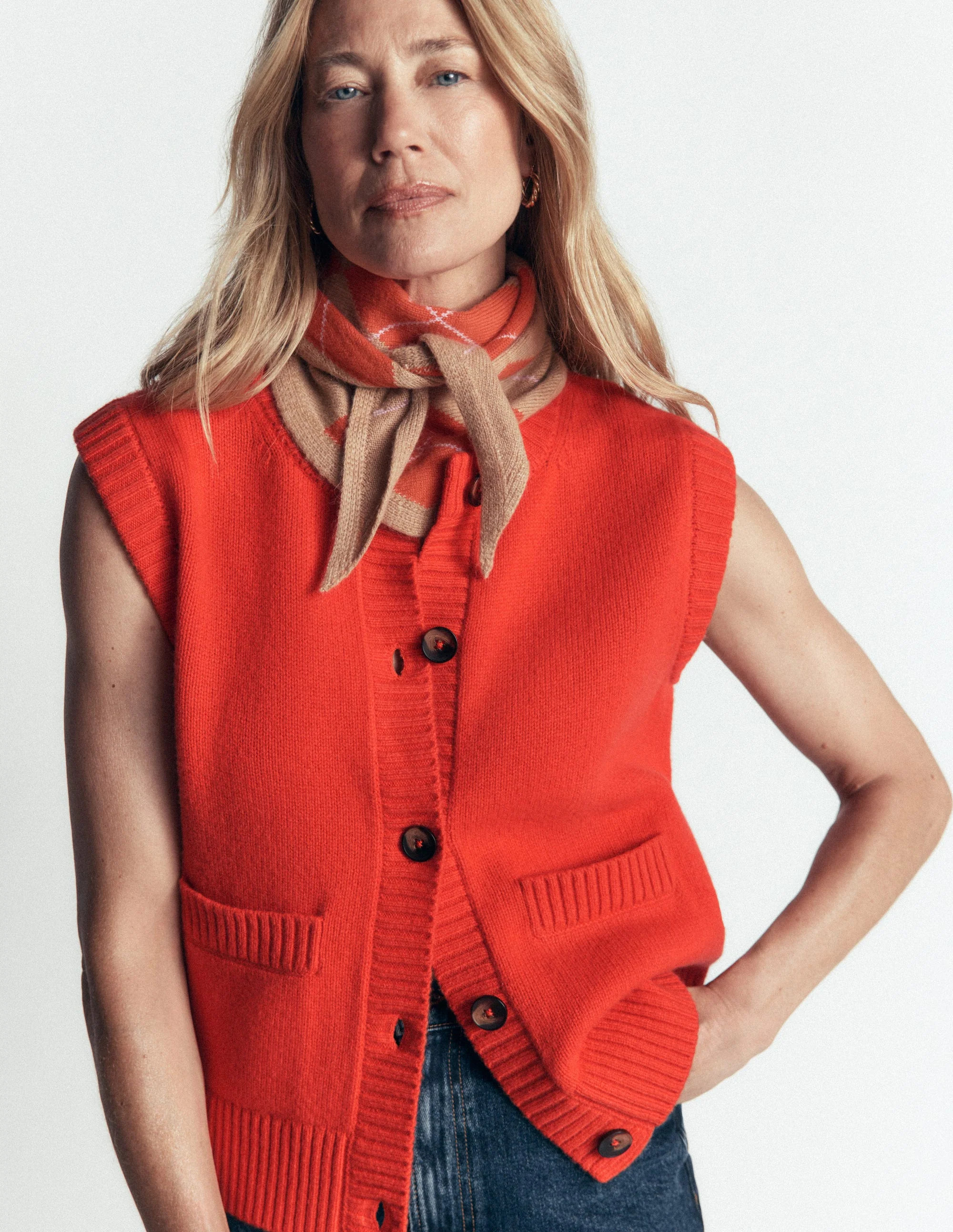 Marta Merino Wool Waistcoat-Sunset Orange | Boden (US)