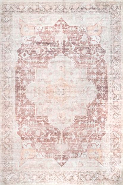 Recycled Washables Ava Vintage Persian Washable Pale Pink Rug | Rugs USA