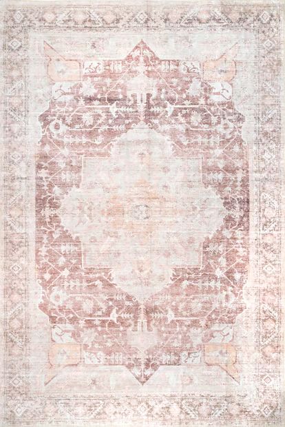 Light Pink Ava Vintage Persian Washable 2' x 3' Area Rug | Rugs USA