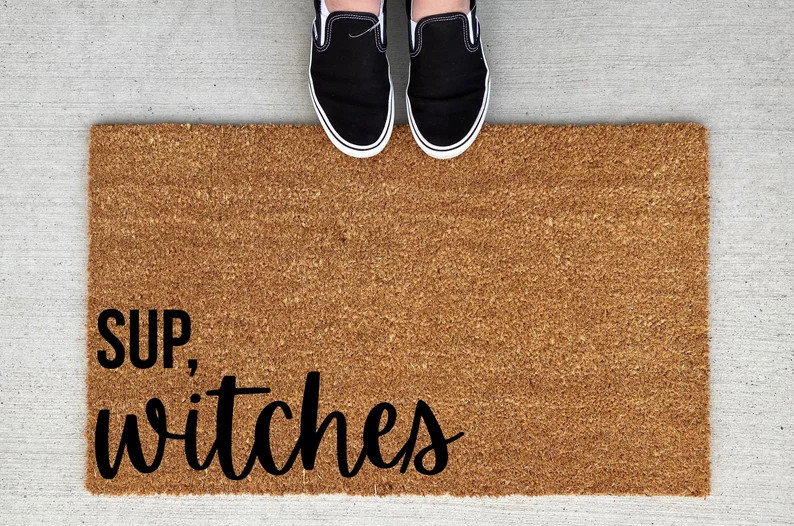 Sup Witches Halloween doormat, Halloween Doormat, pumpkin, fall decor, personalized doormat, funn... | Etsy (US)