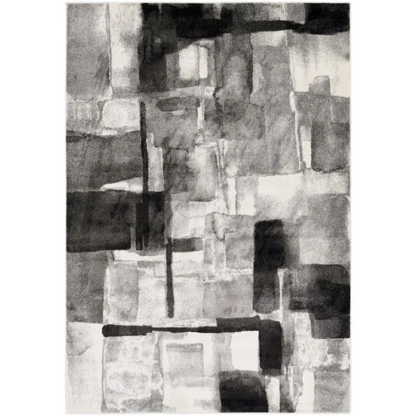 Dingess Abstract Area Rug in Black/Gray | Wayfair North America