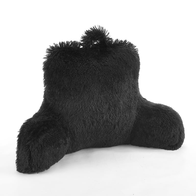 Mainstays Long Hair Faux Fur Backrest Pillow, Black | Walmart (US)