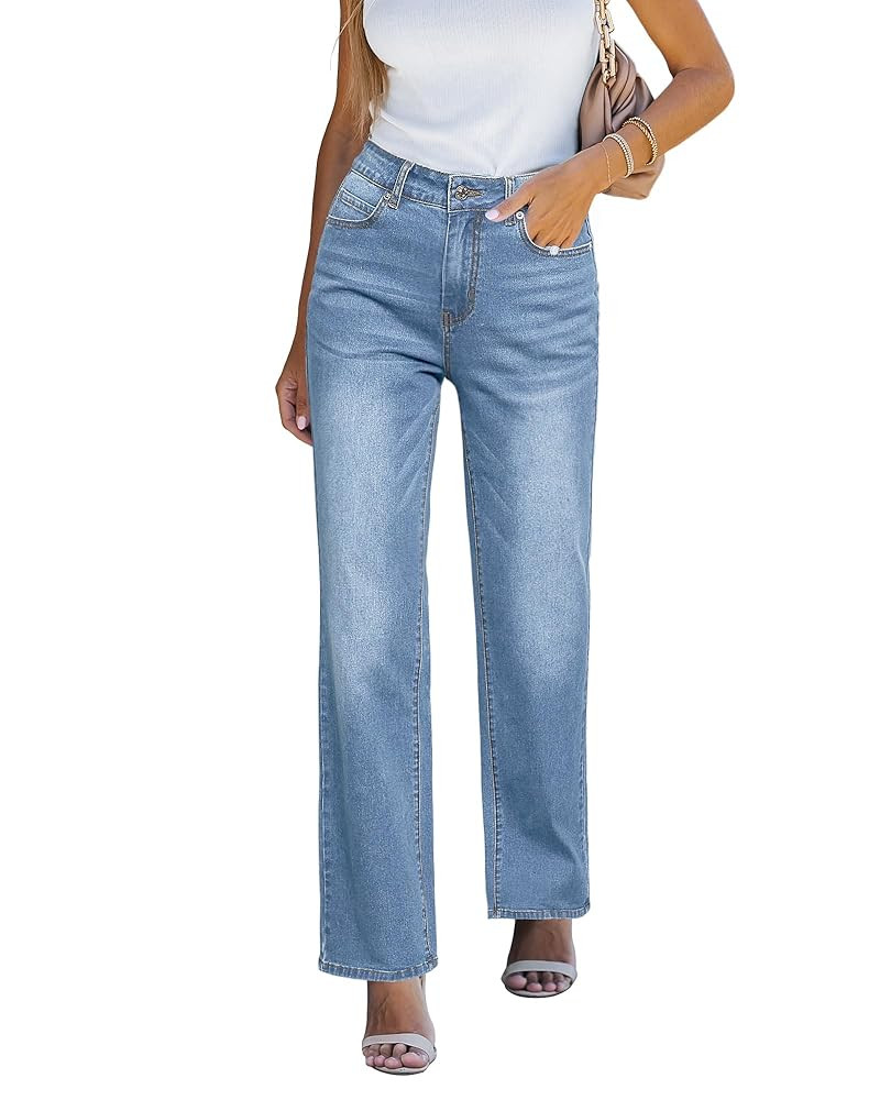 luvamia High Waisted Jeans for Women Trendy Baggy Straight Leg Stretchy Denim Jeans Work Trousers... | Amazon (US)