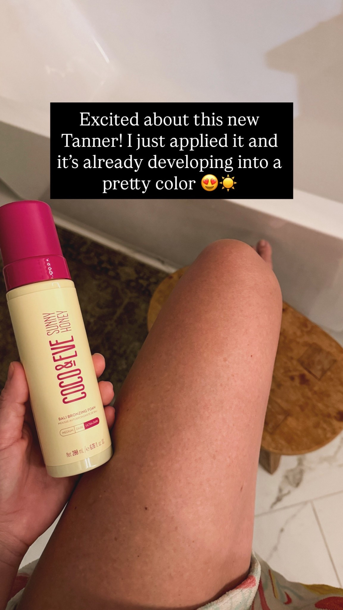 Heard a lot of good things about @Coco & Eve and I’m excited to try it! I’ll report back tomorrow once it’s fully developed. I did the ultra dark 😆🙌🏼 #sponsored #cocoandeve #selftanner self tanning, fake tan 

#LTKFestival #LTKselfcare #LTKBeauty