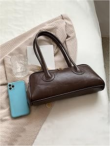 Verdusa Women's PU Leather Zipper Satchel Shoulder Bags Top Handle Purses Handbag | Amazon (US)