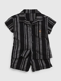 Baby Linen-Cotton Stripe Outfit Set | Gap (US)