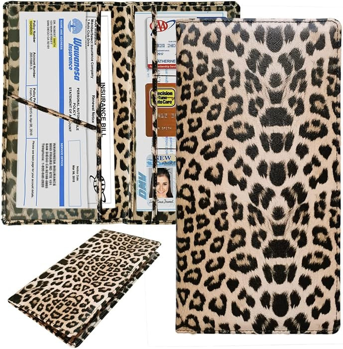 Premium Car Registration and Insurance Holder,Registration Insurance Card Holder of Leopard Print... | Amazon (US)