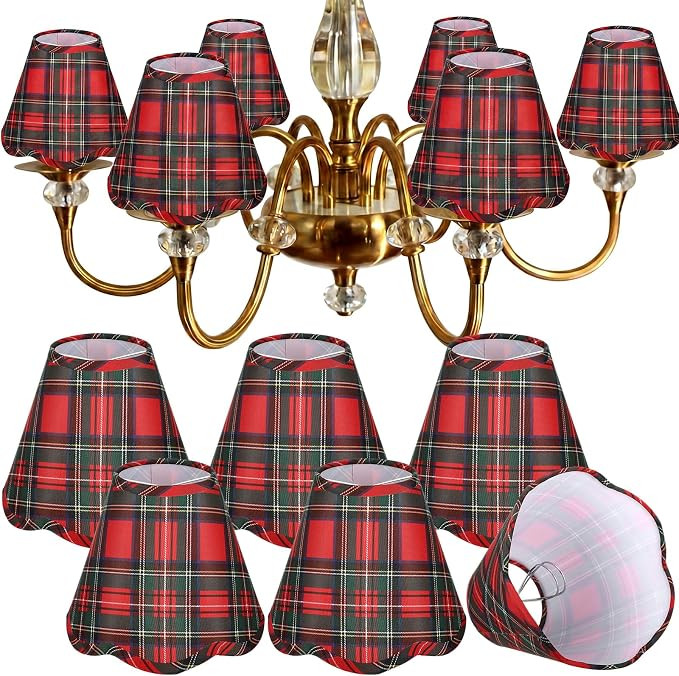 Christmas Red Plaid Cotton Fabric, Fits Wall Sconce Pendant Chandelier Table Lamp, Holiday Festiv... | Amazon (US)