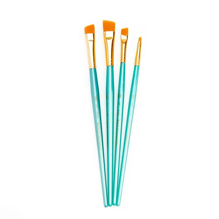 Royal & Langnickel - 4pc Gold Taklon All Media Angular Variety Paint Brush Set | Walmart (US)