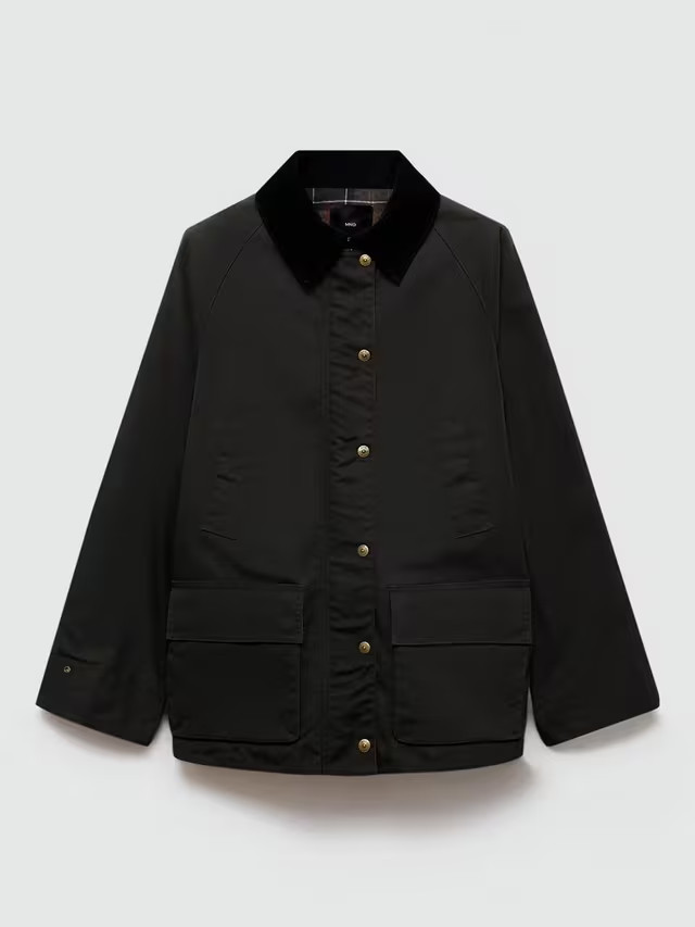 MangoNiagara Cotton Contrast Collar Parka, Beige/Khaki | John Lewis (UK)