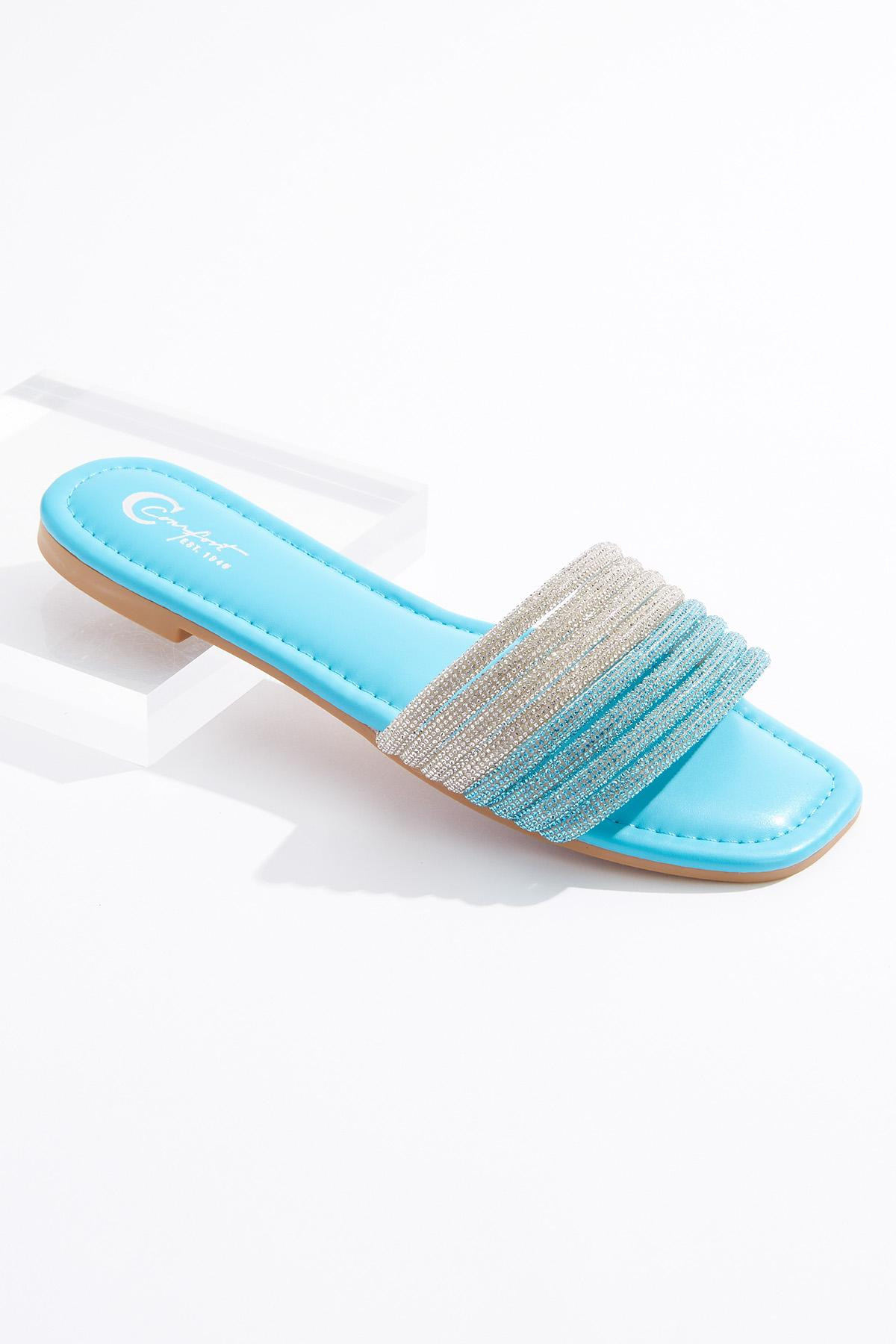 Rhinestone Tube Strap Slide Sandals | Cato Fashions