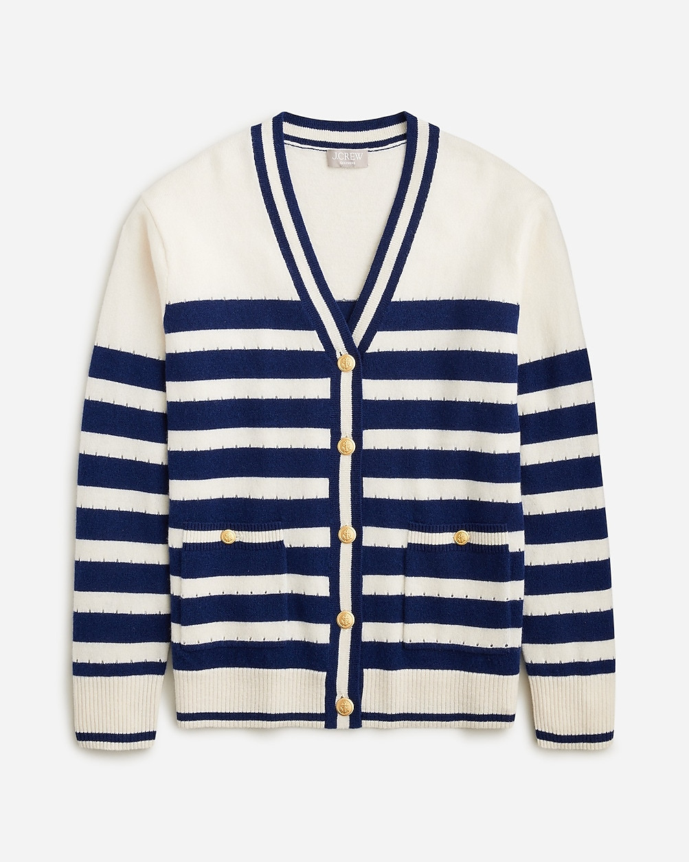 Cashmere cardigan sweater in sailor stripe | J. Crew US