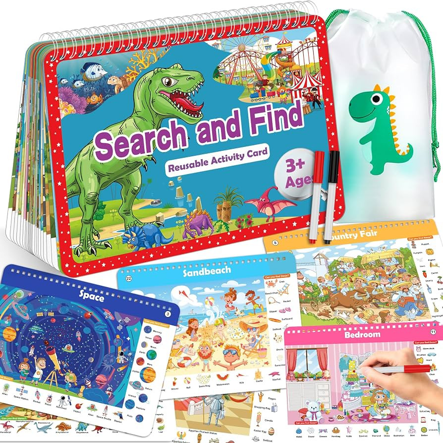 Elfew Search and Find Activity Book for 5 Year Old, Games for 3 4 Year Olds, Reusable Activity Bo... | Amazon (UK)