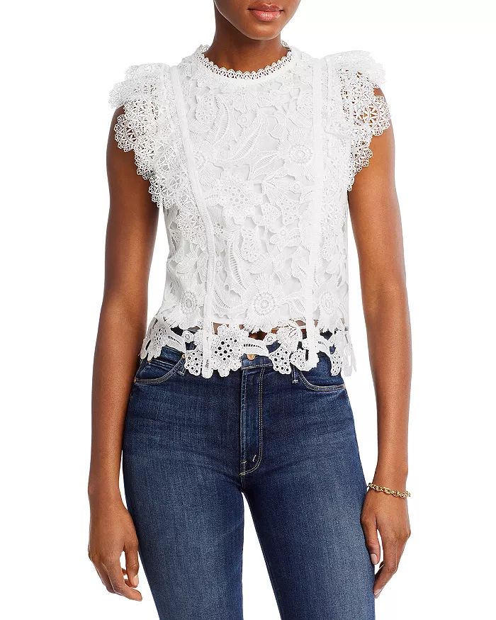 Heidi Lace Ruffled Shoulder Top | Bloomingdale's (US)