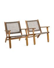 Set Of 2 Outdoor Acacia Wood Woven Accent Chairs | Marshalls