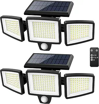 Tuffenough Solar Outdoor Lights 2500LM 210 LED Security Lights with Remote Control,3 Heads Motion... | Amazon (US)