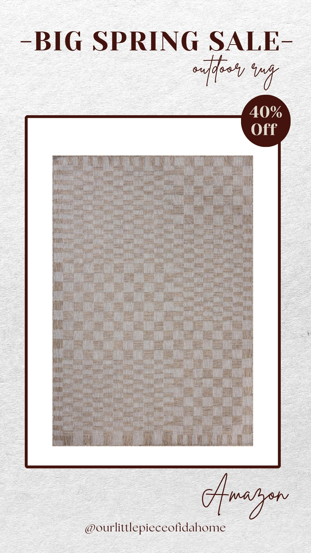 I found this neutral outdoor rug on sale and love the subtle woven pattern and soft, warm tone. It adds texture without feeling busy, and the indoor-outdoor material makes it easy to use in high-traffic areas like patios, entryways, or under a dining table.

I tend to reach for pieces like this that are durable but still feel considered and timeless. Sharing the one I’m using below if you’re looking for an outdoor rug that blends in effortlessly and holds up to everyday use.
 @Amazon
 

#LTKHome #LTKSaleAlert #LTKU