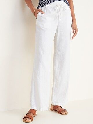 Mid-Rise Wide-Leg Linen-Blend Pull-On Pants for Women | Old Navy (US)