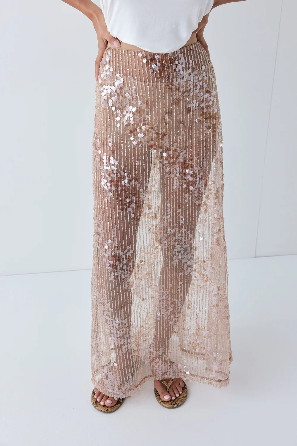Vilma Sequin Maxi Skirt Bronze | VRG Grl