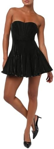 Lulus Zarae Corset Velvet Flounce Women’s Strapless Holiday Cocktail Dress | Amazon (US)