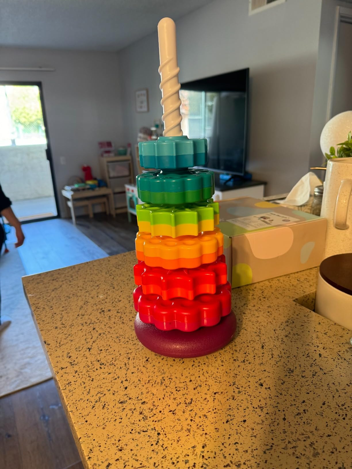 Baby Spinning Stacking Toys for Toddlers 1-3, Rainbow Ring Stacker Montessori Toys for Babies 6-1... | Amazon (US)