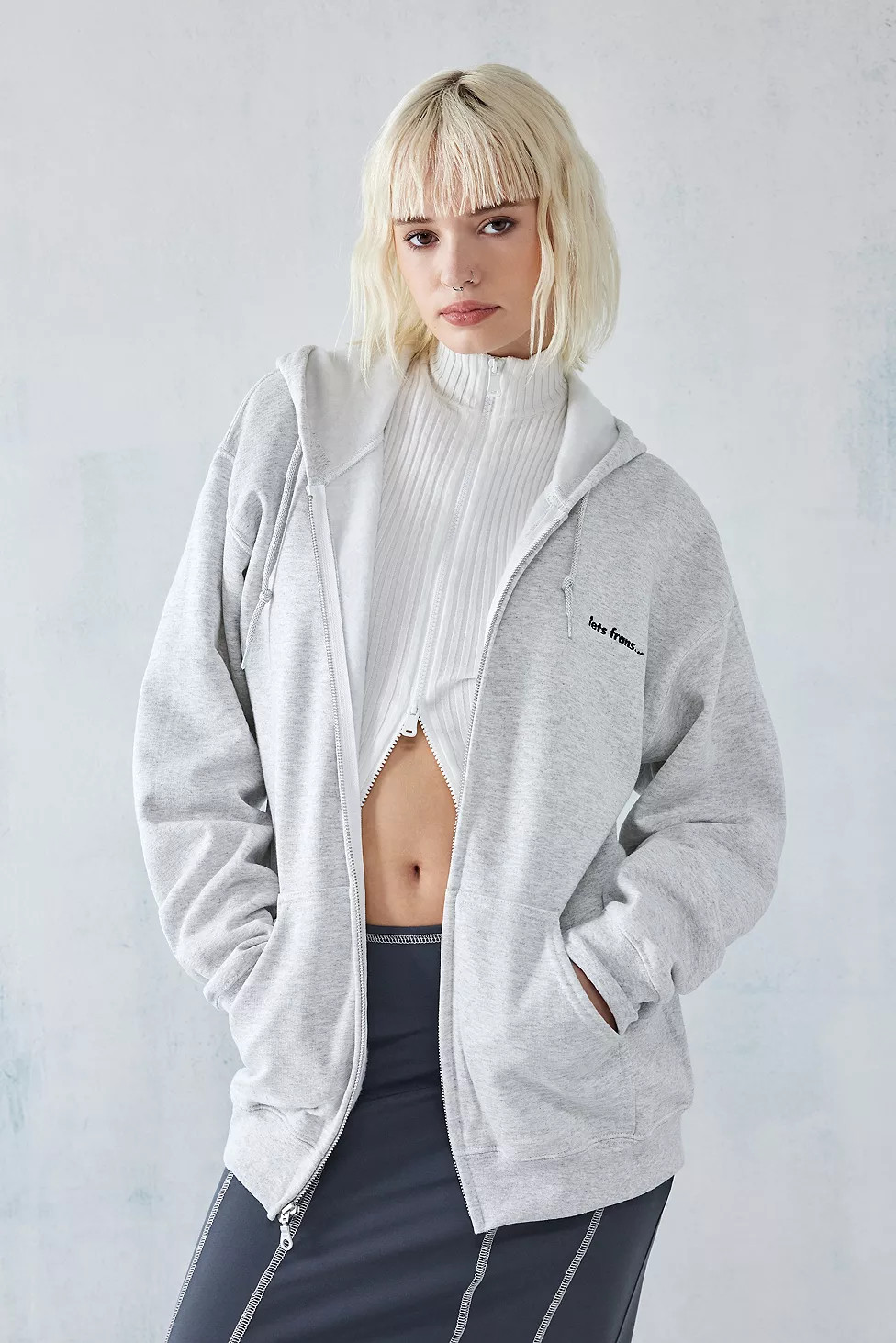 iets frans... Grey Marl Zip-Up Hoodie | Urban Outfitters (EU)
