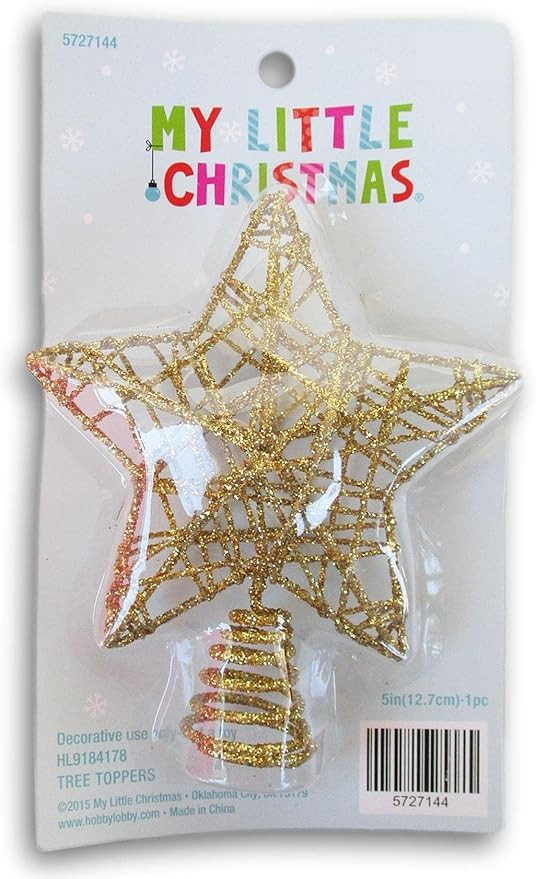 Gold Glitter Wire Star Mini Tree Topper - 5 Inch | Amazon (US)