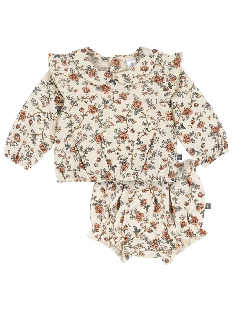 Modern Moments by Gerber Baby Girl Bloomer Outfit Set, 2-Piece, Sizes 0/3 Months - 24 Months | Walmart (US)