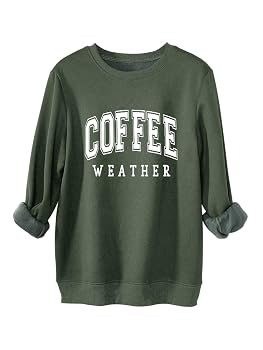 Coffee Weather Sweatshirt Women's Coffee Lover Trendy Shirt Cozy Season Sweatshirts Crewneck Flee... | Amazon (US)