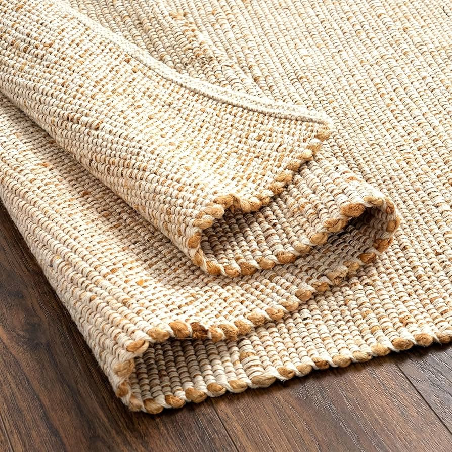 GRUHUM Jute Cotton Area Rug 9'x12' ft Large Rectangle Hand Woven Natural Farmhouse Rugs for Livin... | Amazon (US)