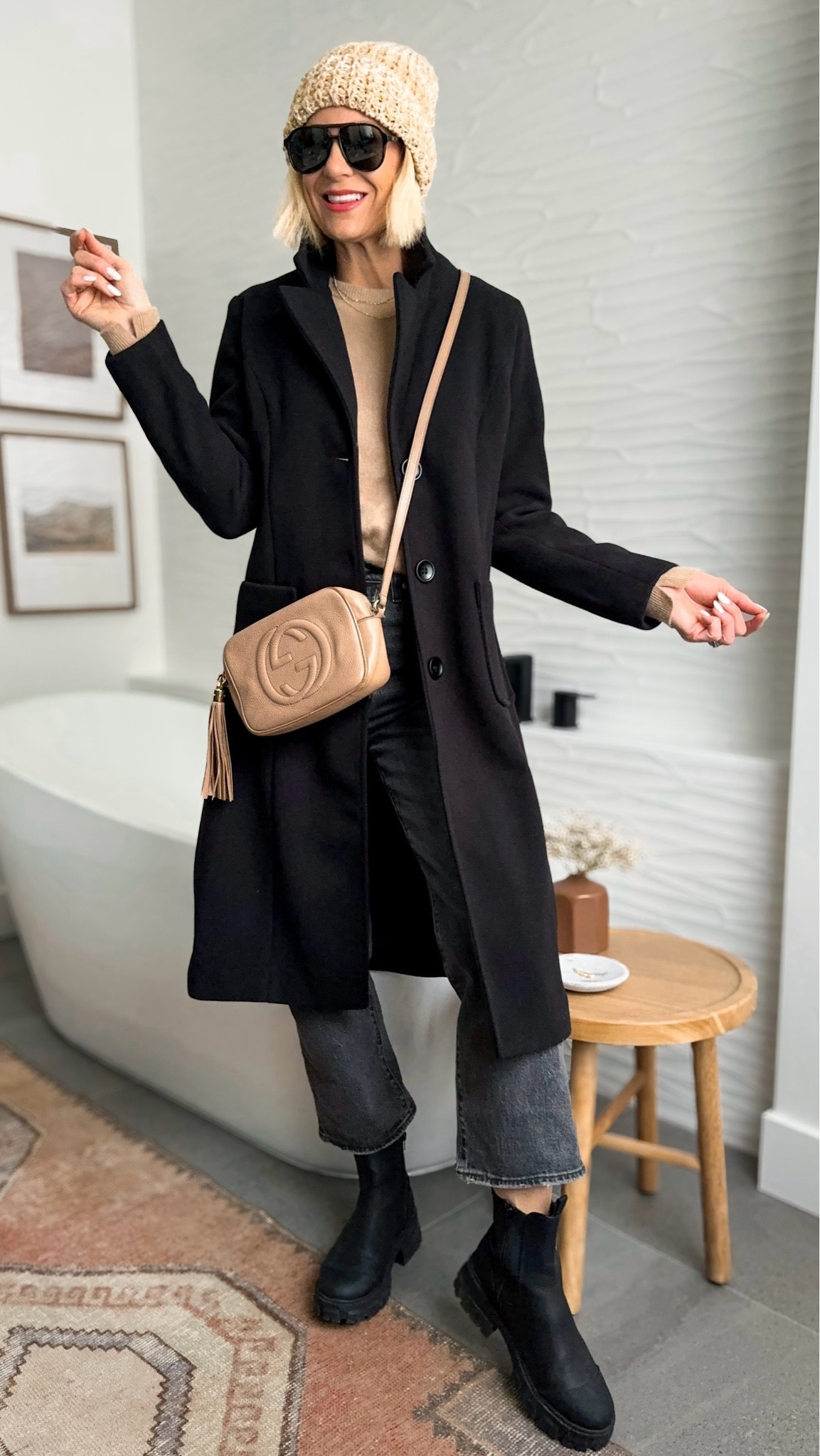 Head to toe budget outfit! Coat is on SALE for $60 — I’m very impressed w/the quality! Everything fits TTS.
(Sweater is old, linked a few similar styles )

Sizing:
Coat: wearing a medium, fits TTS
💄flame blure


#LTKover40 #LTKsalealert #LTKSeasonal