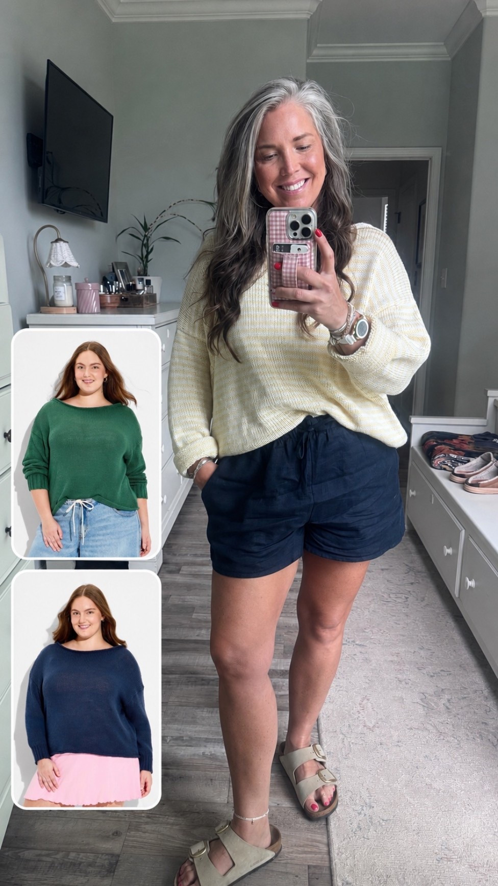 Thea aritzia shorts are the perfect summer staple and on SALE 🚨
The target sweater in stripe is only in stock in plus size but I added the solid in the same sweater. I am wearing a large in the shorts and xl in the sweater for a oversized look

#LTKgrwm #LTKootd #LTKmomlife