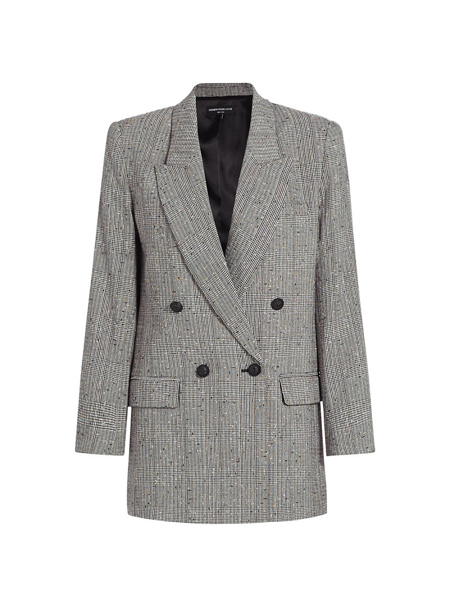 Women's Penelope Oversized Plaid Blazer - Grey Black - Size XS | Saks Fifth Avenue