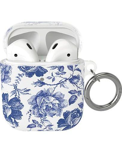 Rose to Fame | Blue & White Rose Floral AirPods Case | CASELY