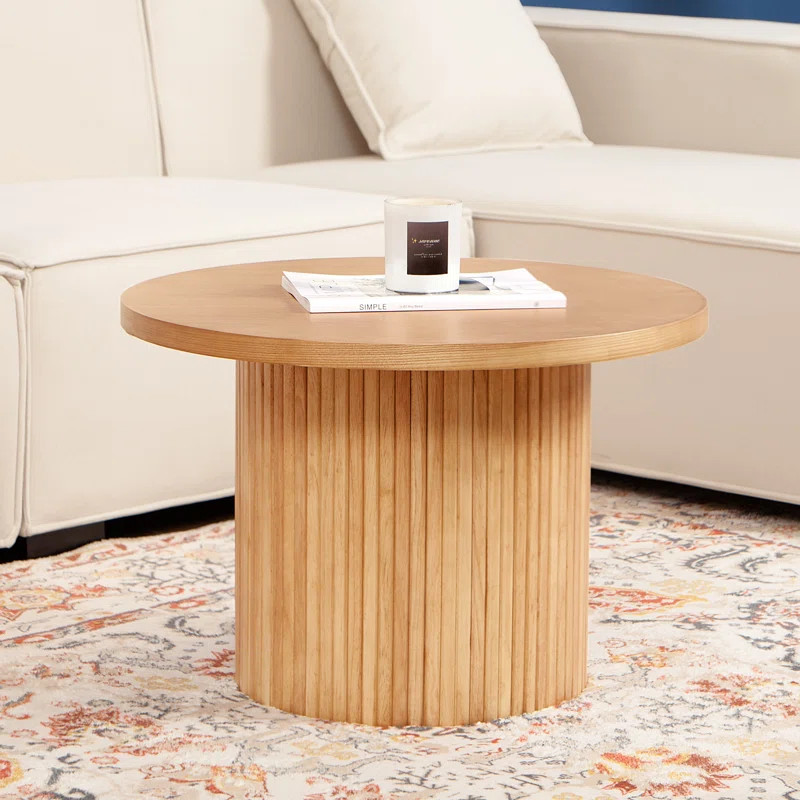 Charleily Pedestal Wood Round Coffee Table | Wayfair North America