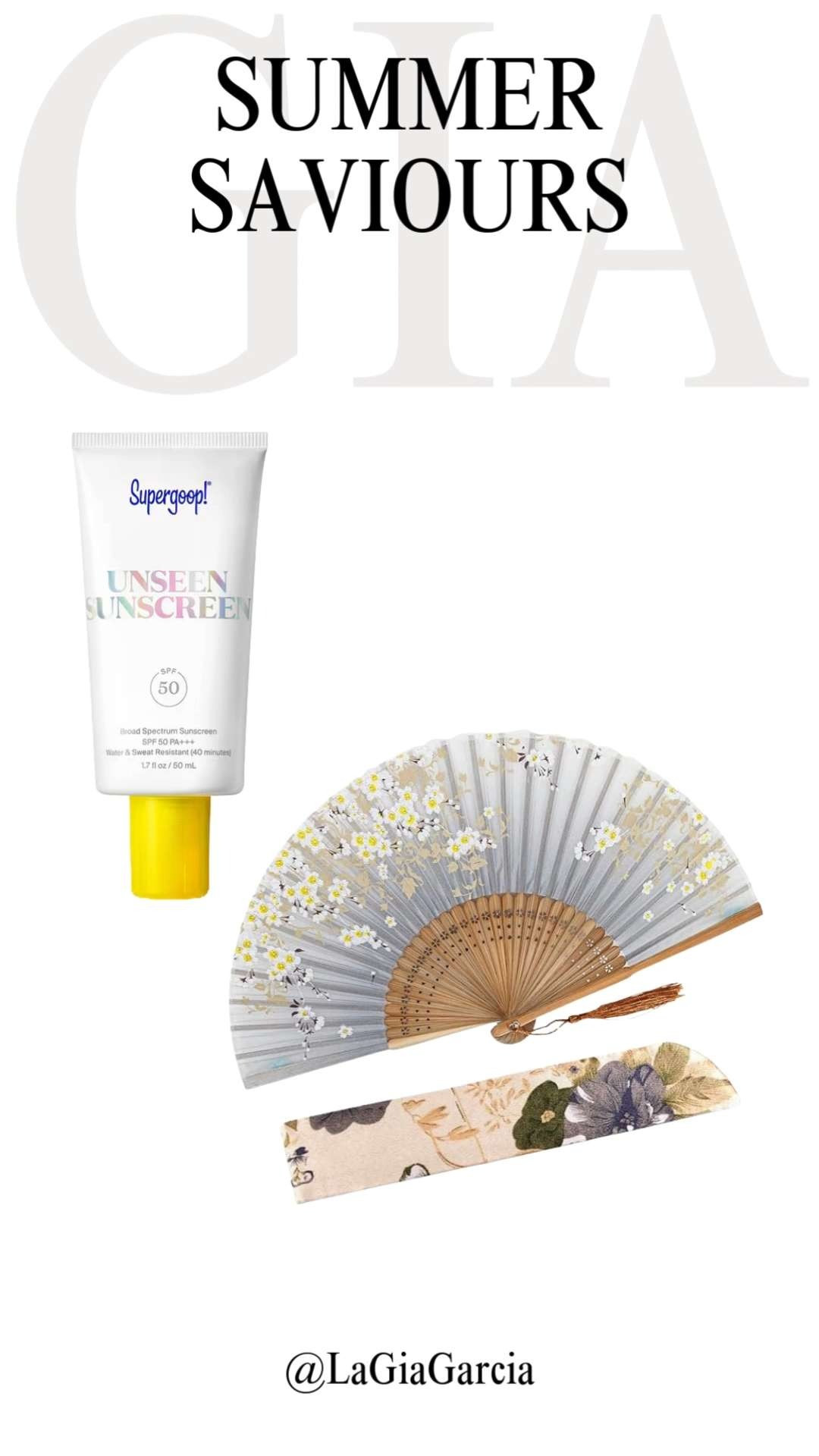 My top summer saviours to beat the heat ☀️✨
🧴 Unseen Sunscreen — weightless, invisible SPF protection
🌹 Touchland Rosewater Hand Sanitizer — clean hands, elevated scent
🌬️ Folding Fan — because glam girls don’t sweat, they breeze

These are the little things that make a big difference in hot weather. Tap to shop your summer MVPs! #LTKBeauty #SummerEssentials #HotWeatherHeroes #LTKFinds #StayCool 

 #LTKSeasonal #LTKSwim #LTKTravel