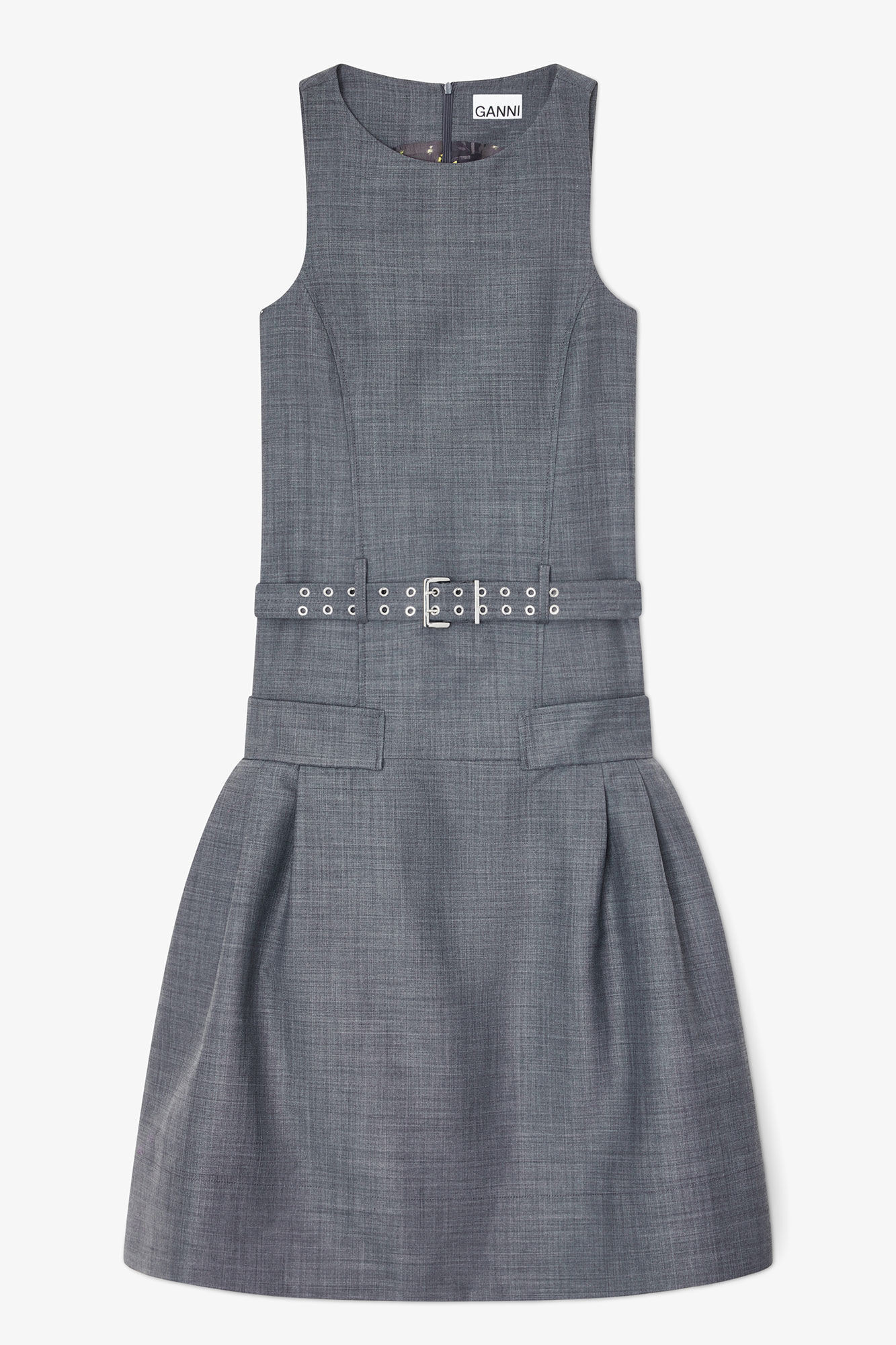 Dress in Grey Wool Melange | Ganni