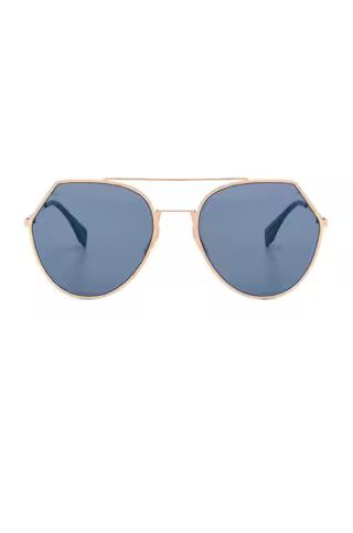 Fendi Aviator Sunglasses in Rose Gold & Blue Mirror | FWRD | FWRD 