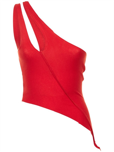 Sami Miro Vintage - Asymmetric one-shoulder jersey tank top - Red | Luisaviaroma | Luisaviaroma