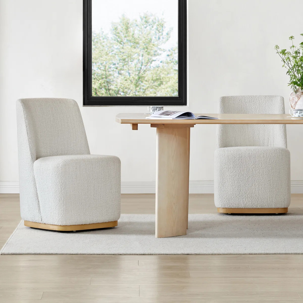Geelt Upholstered Dining Chairs with Casters (Set of 2) | Wayfair North America