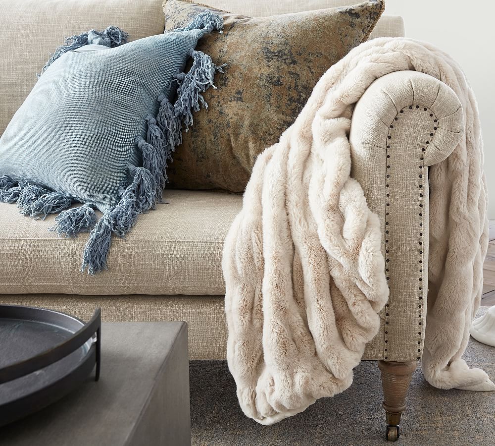 Faux Fur Ruched Throw | Pottery Barn (US)