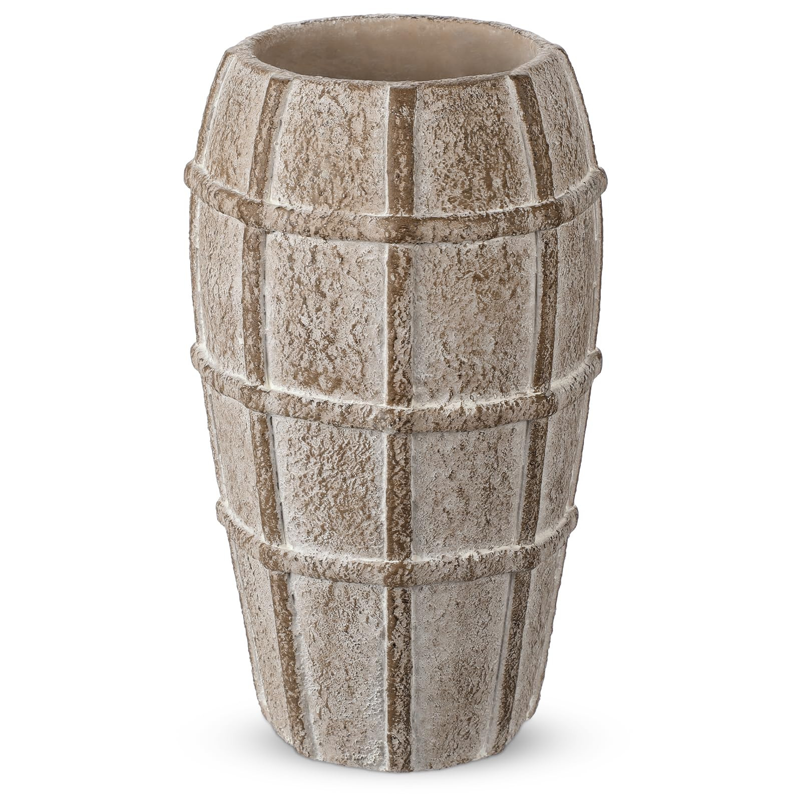 Briful Rustic Terracotta Flower Vase for Home Decor – 9" Brown Farmhouse Textured Barrel-Style ... | Amazon (US)