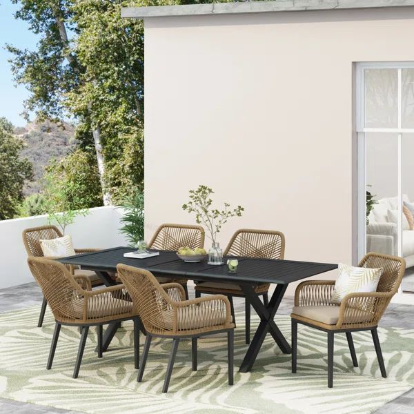 Wahl 6 - Person Rectangular Outdoor Dining Set with Cushions | Wayfair North America