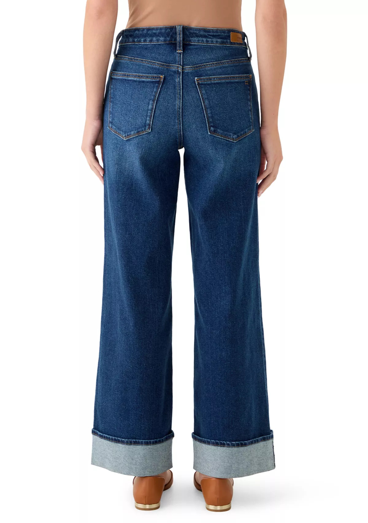 Women's High Rise Wide Leg Cuffed Jeans | Belk