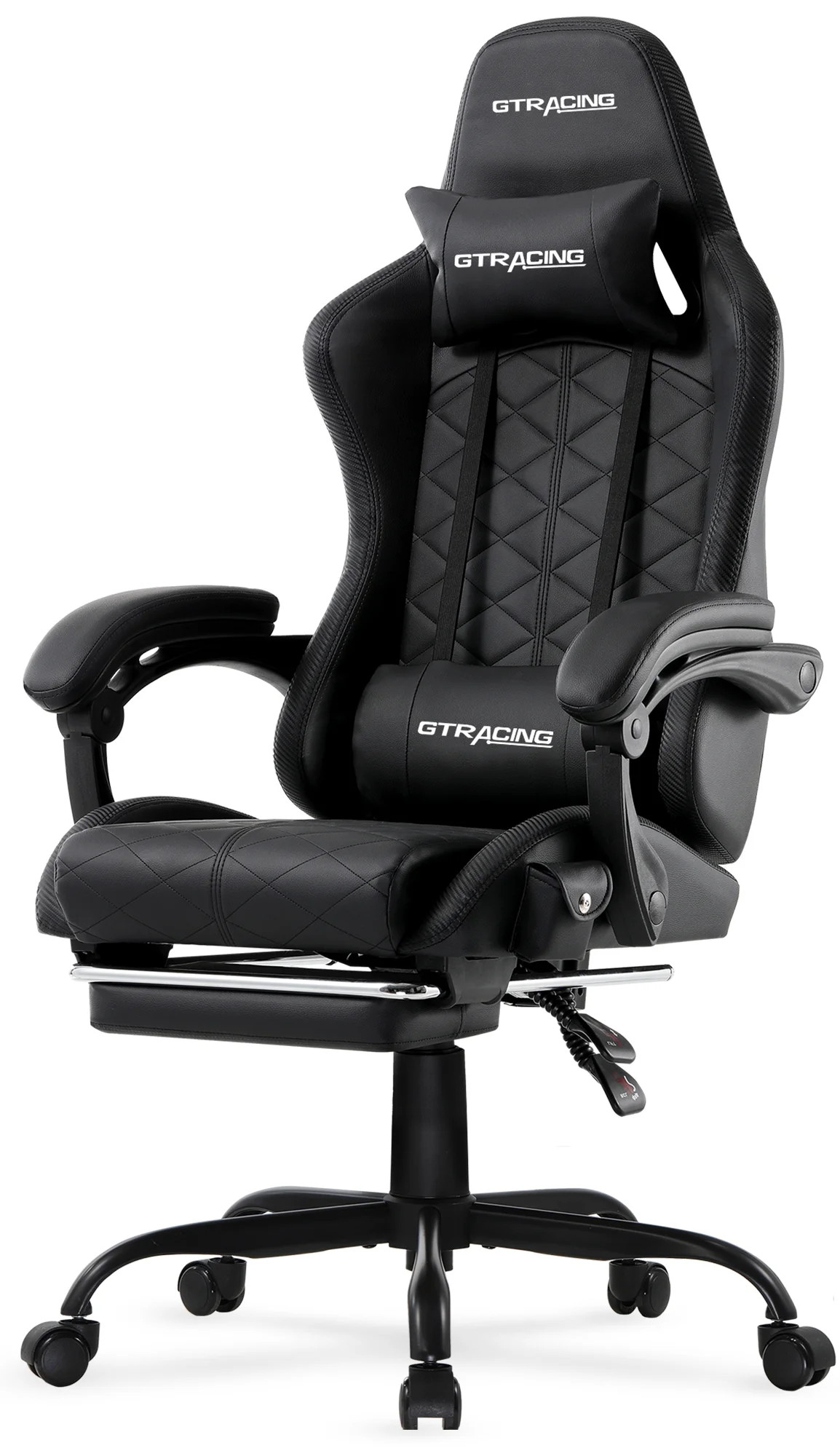 GTRACING GTW-100 Reclining Gaming Chair with Bluetooth, Adjustable Pillows and Footrest, Black | Walmart (US)