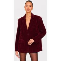 Burgundy Faux Suede Longline Blazer | PrettyLittleThing US