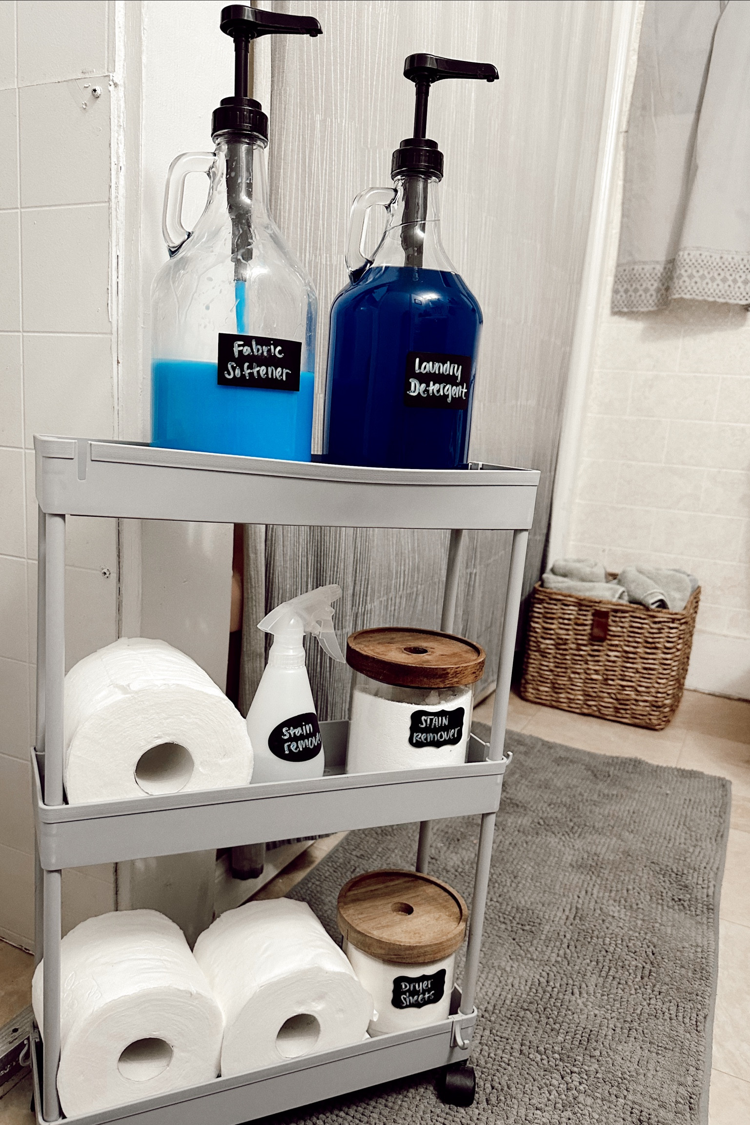 cute little laundry cart! we have a stacked washer & dryer in our rental and this works perfect to roll around & ruck back in its place when not in use:) 

#LTKFind #LTKhome #LTKunder50